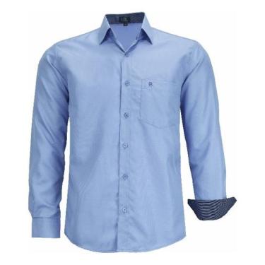 Imagem de Camisa Social Manga Longa C/ Bolso Clássica Não Amassa 3023 - Amil, Az