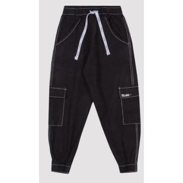 Imagem de Calça Sarja Infantil Menino Jogger Rikki, Preto, 8, Meninos