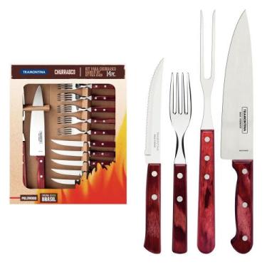 Imagem de Kit Churrasco 14 Peças Tramontina Churrasco 21199789 Vermelho, Único