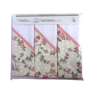 Imagem de Kit Cueiro Flanelado C/Estampa 03 Peças Ref.1005C Tema:Floral - Lumana
