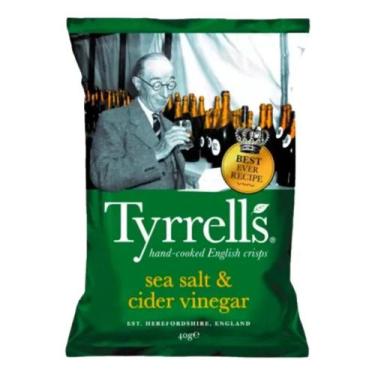 Imagem de Batata Chips Sabor Sal Marinho e Vinagre Sidra Tyrrells 40g