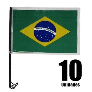 Imagem de Bandeira do Brasil Plástico para Carro 30cm x 45cm - 10 Un - Extra Fes