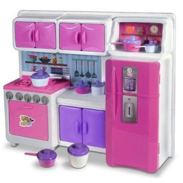 Imagem de Mini Cozinha Compacta Infantil Fogao Geladeira Armario Brinquedo Educa