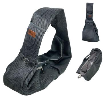 Imagem de Bolsa de Transporte Pet Canguru Sling para Cães e Gatos Malha Respirável Poliéster Grafite Tamanho Único