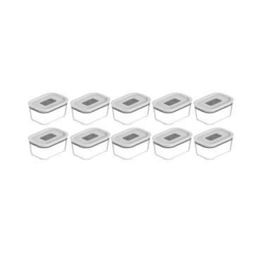 Imagem de Kit despensa premium com 10 potes de vidro hermático - Ou, Branco