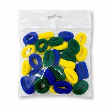 Imagem de Kit 400 Mini Xuxinhas De Cabelo Infantil Azul Verde Amarelo - 00002833