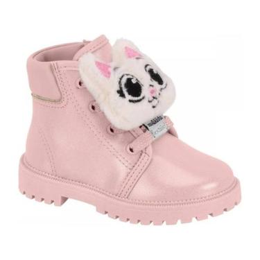 Imagem de Bota Molekinha 2126.535 Bebê Ursinho Removível, 21, Rosa, Gliter prata