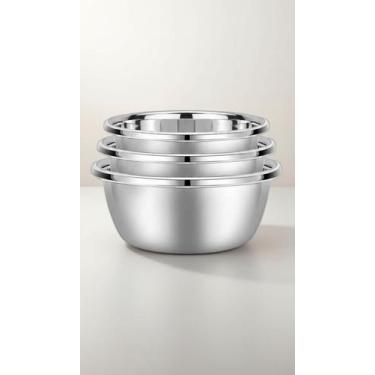 Imagem de Conjunto 3 Tigelas Inox Fundo Grosso 22cm - Congratulations Store