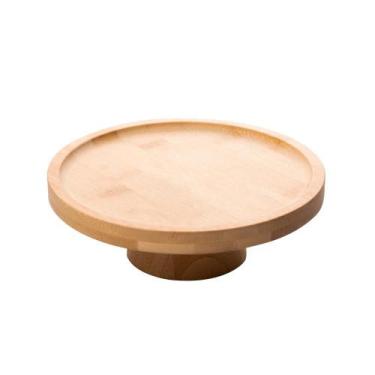 Imagem de Prato para Bolo Lyor com Pé de Bambu Natural 18cm