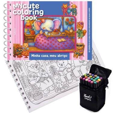 Imagem de Livro De Colorir Coleção My Cute Coloring Book Capa Dura Espiral Folha