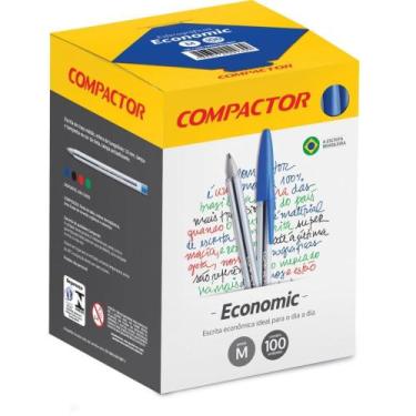 Imagem de Caneta Esferográfica Economic Cristal Preta Caixa com 100 - Compactor