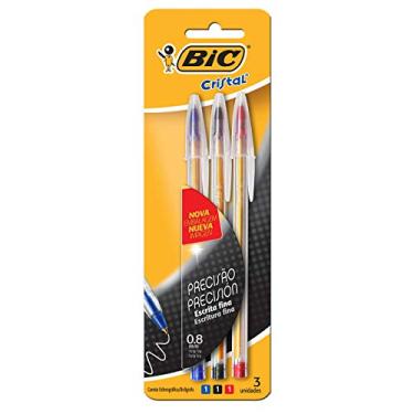 Imagem de BIC Cristal Precisão -Caneta Esferográfica, Ponta Fina de 0.8mm, Pacote com 3 unidades