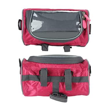 Imagem de Restokki Bolsa impermeável para bicicleta, bolsa para moldura de bicicleta, bolsa frontal para celular com alça de ombro removível (vermelha)