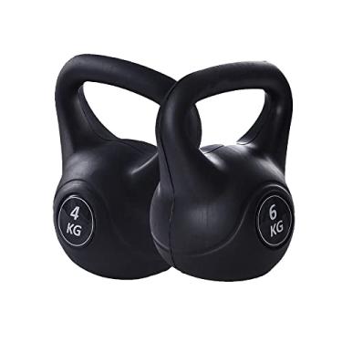 Imagem de Kit 2 Pesos Kettlebell Para Treino Funcional 4kg E 6kg Preto