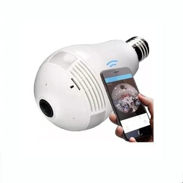 Imagem de Câmera IP Segurança Lâmpada E27 LED 128GB Micro SD 360 ° Panorâmica Wi-Fi 110 até 220 Volts Microfone Embutido 1280 x 960 Pixel