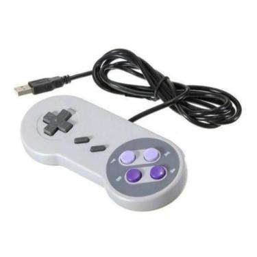 Pacote com 2 controles USB para Super Nintendo, Joypad para jogos retrô  Famicom SNES para Windows, PC, Mac, Linux, Android Raspberry Pi