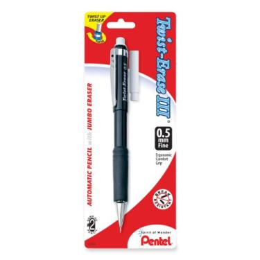 Imagem de Pentel Lapiseira automática Twist-Erase III com 1 refil de borracha, 0,5 mm, tubos sortidos, 1 pacote (QE515BP-K6)