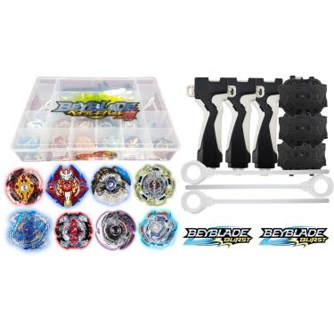 Kit 3 Beyblade Burst Elemento X + 2 Lançador C/ Suporte Grip