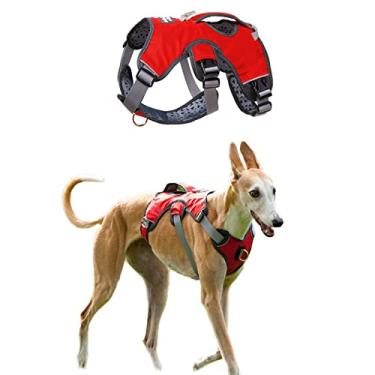 Imagem de Foern Arreio de colete de cachorro sem estrangulamento, arnês ajustável para cães com colete acolchoado, arnês básico para cães com alça macia para corrida para chicote de galgo, vermelho, P