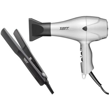 Imagem de Kit taiff secador profissional fox ion prata 2000W - 127V + prancha cerimic 180ºC