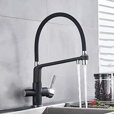 Imagem de Torneira de filtro de água de cozinha Torneiras de cozinha de bica dupla Torneira de filtro de 360 ​​graus Rotação de purificação de água Torneiras, preto C, China