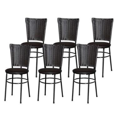 Imagem de Jogo 6 Cadeiras Para Cozinha Preta Hawai Café - Lamar Design