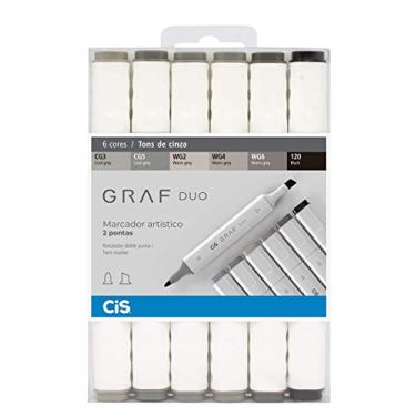 Imagem de Marcador Artístico 2 Pontas, CiS, Graf Duo, 59.7700, 6 Cores, Tons Cinza