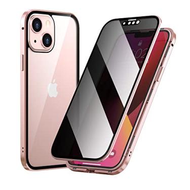 Imagem de Capa protetora magnética de vidro dupla face de privacidade para iphone 13 12 11pro max mini x xs xr 7 8 plus se2020 metal simples capa de telefone, pó de menina, para iphone 11
