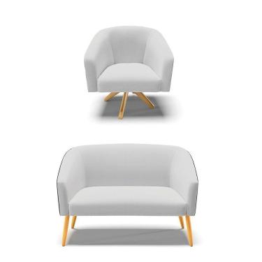 Imagem de Kit 1 Namoradeira E Poltrona Preto Com Cinza A05 Madeira