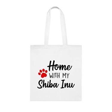 Imagem de Shiba Inu Bolsa para cães, presente para cachorro Shiba Inu, presente para cachorro Shiba Inu, aniversário de cachorro Shiba Inu bolsa de ombro para cachorro Shiba Inu, bolsa reutilizável para cães Shiba Inu, Branco