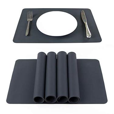 Imagem de Tapetes de mesa de silicone laváveis para cozinha da Webake Placemats, tapetes de isolamento à prova d'água resistentes ao calor, 40 x 30 cm, Dark Grey 4 Pack