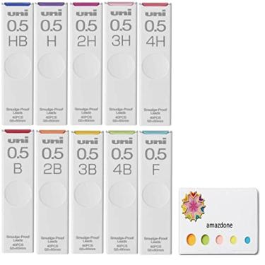 Imagem de amazdone Lapiseira Uni0.5 ULS0540, H,2H,3H,4H,4H,B,2B,3B,4B,F Pacote com 10 unidades/total de 400 pontas, conjunto de notas adesivas