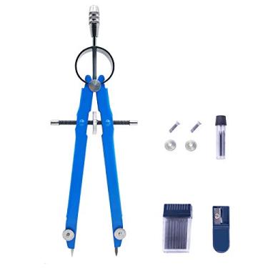 Imagem de ZLKSKER Professional bússola com apontador de lápis e recargas de chumbo extra, bússola de metal durável, bússola de matemática, bússola de desenho