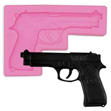 Imagem de HengKe 2 peças de moldes de pistola de silicone, pistola macia 3D para muffin de panela, tapetes de impressão, barroco Fondante, pudim, chocolate, cubo de gelo, tortas de biscoito, decoração de bolo, argila de polímero