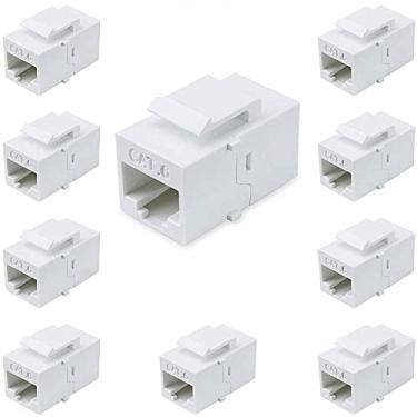 Imagem de Conector de chaveiro Cat6, acopladores fêmea para fêmea RJ45 compatíveis com dispositivos Ethernet Cat7/6/6e/5/5e - Branco, 10PACK, 10PACK