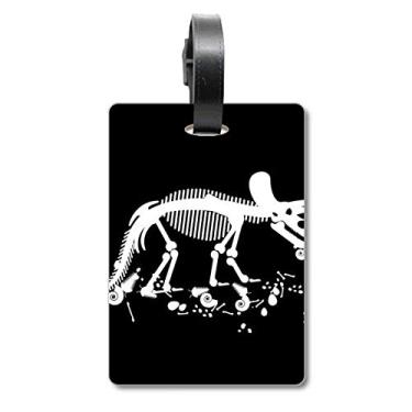 Imagem de Placa de bagagem em miniatura com ossos de dinossauro, etiqueta para pendurar cartão de bagagem, Multicolorido.