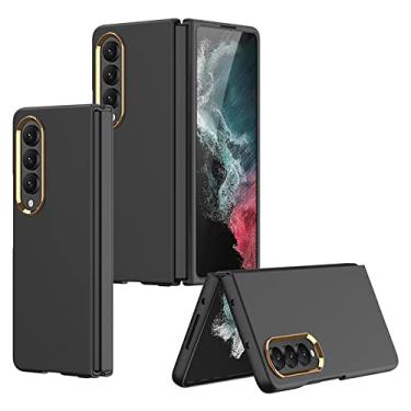 Imagem de Capa de telefone de luxo para Samsung Galaxy Z Fold 4 5G Fold4 Capa de pele ultrafina e confortável para Galaxy Z Fold 4 zfold 4,01, preta, para Galaxy Z Fold 4