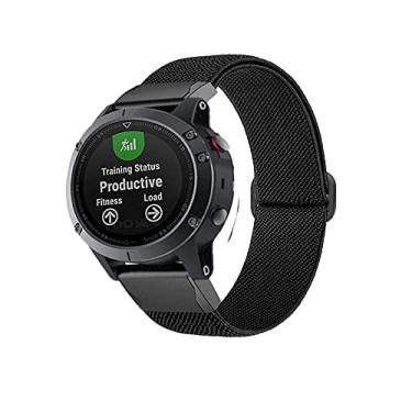Imagem de HAZELS 22 26mm Nylon Elastic Loop Strap para Garmin Fenix 6 Quick Release Watch Band para Fenix 6X 5X 5 Plus 3 3HR Forerunner 935 945 S60 (Cor: Preto, Tamanho: 22mm Fenix 6 5 5Plus)
