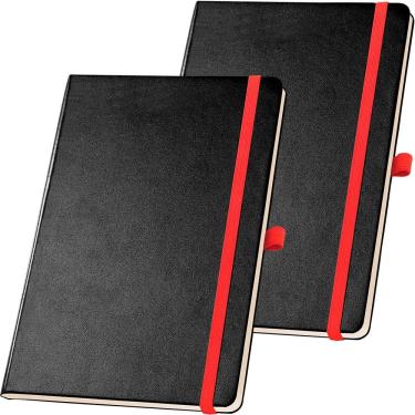 Imagem de 2x Caderneta de Anotações 13,7x21cm 80 Fls Pautadas Preto e Vermelho