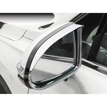 Imagem de JIERS Para Hyundai Santa FE 2018-2019, ABS cromado espelho retrovisor de carro bloco chuva sobrancelha acessórios de estilo de carro