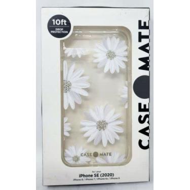 Imagem de Case-Mate - Capa para iPhone SE (compatível com dispositivos 2020 e 2022) - Compatível com iPhone 7 e proteção contra quedas de 8-10 pés - 4,7 polegadas - Margaridas com glitter