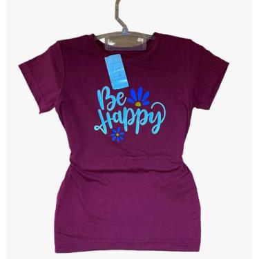 Imagem de Camiseta Feminina Baby Look Viscolycra Be Happy Lindas Cores - Lmp Con
