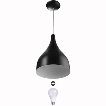 Imagem de Lustre Pendente Gota Pequena Alumínio 21cm Preto + Lampadas