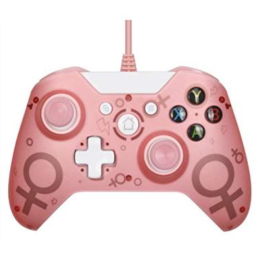 Imagem de xuelili Controle com fio para Xbox one, controle do Xbox One com vibração dupla e design avançado, gamepad USB com porta de fone de ouvido de 3,5 mm para Xbox One / PC Windows 7/8/10,Cor de rosa