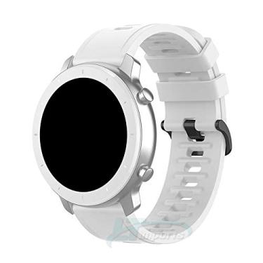 Imagem de Pulseira Padrão 20mm LTIMPORTS Branco - Compatível com Amazfit GTR 42mm, Bip, GTS, Galaxy Watch 3 41mm, Active - Silicone Borracha - 21cm