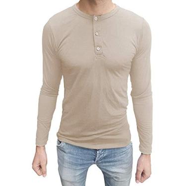 Imagem de Camiseta Henley Manga Longa tamanho:g;cor:creme