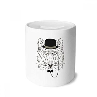 Imagem de DIYthinker Chapéu de lobo suave estilo britânico caixa de dinheiro caixa de cerâmica porta-moedas presente de cofrinho