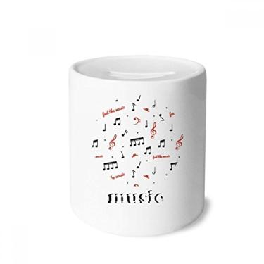 Imagem de DIYthinker Caixa de notas musicais vermelha e preta, porta-moedas de cerâmica, presente de cofrinho
