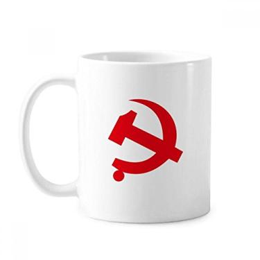 Imagem de Caneca clássica de cerâmica branca com símbolo do comunista chinês com alça de 350 ml presente