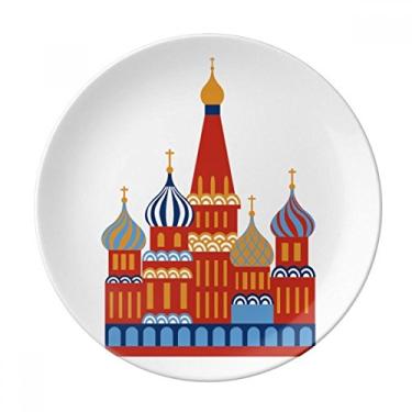 Imagem de Placa de sobremesa com símbolo nacional da Rússia de porcelana decorativa de 20,32 cm, jantar em casa